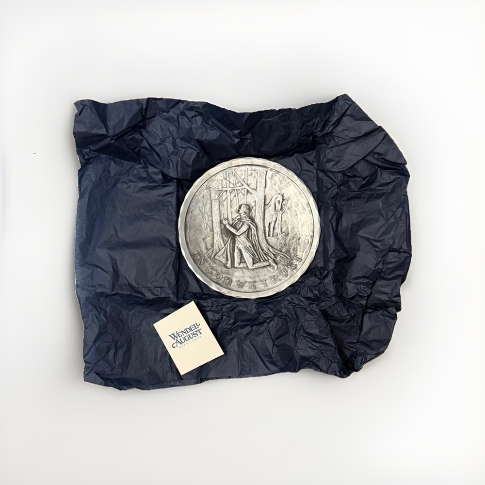 Vintage Wendell August "In God We Trust" Handmade Pewter Collectible Plate